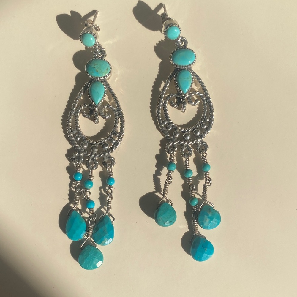 Turquoise and Silver Dangle Earrings